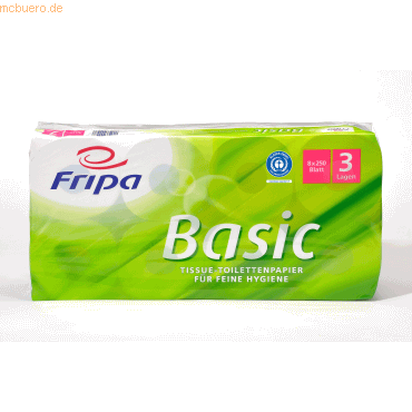 4000883000438 - Toilettenpapier Basic 3-lagig recycelt Weißes Klopapier aus 100% Altpapier 1 Packung = 8 Rollen à 250 Blatt 4000883000438 - Toilettenpapier Basic 3-lagig recycelt Weißes Klopapier aus 100% Altpapier 1 Packung = 8 Rollen à 250 Blatt