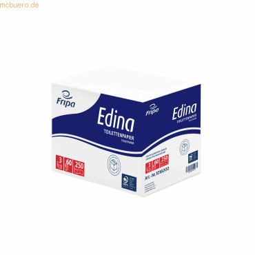 4000883102125 - Toilettenpapier Edina 1016000 3-lagig hochweiß 250 Blatt Rolle 4000883102125 60 Rolle 4000883102125 - Toilettenpapier Edina 1016000 3-lagig hochweiß 250 Blatt Rolle 4000883102125 60 Rolle