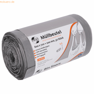 4001553700108 - FIRST PLUS Müllbeutel mit Tragegriff LDPE 14 µm grau B 600 x H 920 mm 60 Liter 1000 Stück 4001553700108 - FIRST PLUS Müllbeutel mit Tragegriff LDPE 14 µm grau B 600 x H 920 mm 60 Liter 1000 Stück