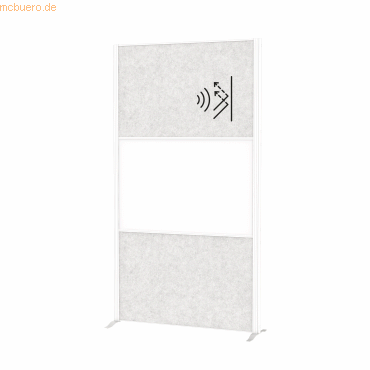 4002390089951 - MAUL Stellwandsystem MAULconnecto 2 x Akustikvlies hell 1 x Whiteboard Klettverbindung Standfuß H 1800 x B 1000 mm weiß