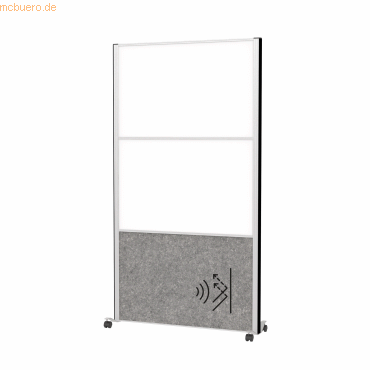 4002390090001 - MAUL Stellwandsystem MAULconnecto 1x Akustikvlies dunkel 2x Whiteboard Klettverbindung auf Rollen H 1800 x B 1000 mm silber 4002390090001 - MAUL Stellwandsystem MAULconnecto 1x Akustikvlies dunkel 2x Whiteboard Klettverbindung auf Rollen H 1800 x B 1000 mm silber