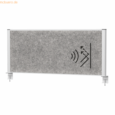 4002390090148 - MAUL Tisch-Trennwand MAULconnecto Akustikvlies 4000 g m² Aluminiumprofil B 1200 x H 500 mm Akustik dunkelgrau silber