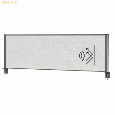 4002390090223 - MAUL Tisch-Trennwand MAULconnecto Akustikvlies 4000 g m² Aluminiumprofil B 1600 x H 500 mm Akustik hellgrau anthrazit