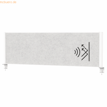 4002390090247 - MAUL Tisch-Trennwand MAULconnecto Akustikvlies 4000 g m² Aluminiumprofil B 1600 x H 500 mm Akustik hellgrau weiß 4002390090247 - MAUL Tisch-Trennwand MAULconnecto Akustikvlies 4000 g m² Aluminiumprofil B 1600 x H 500 mm Akustik hellgrau weiß