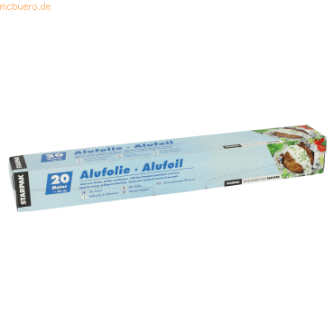4002911140208 - Alufolie Papstar L 20 m x B 300 mm Stärke 11 μ Aluminium silber 1 Rolle in Faltschachtel mit Spenderöffnung