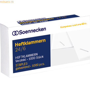 4003630000491 - Heftklammern 3151 Stahldraht verzinkt 24 6 Heftleistung 30 Blatt max  4003630000491 1000 Stück