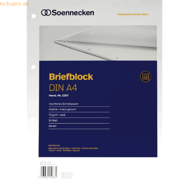4003630010872 - Briefblock 2307 DIN A4 gelocht kariert 50Blatt weiß 4003630010872 Soennecken 4003630010872 - Briefblock 2307 DIN A4 gelocht kariert 50Blatt weiß 4003630010872 Soennecken