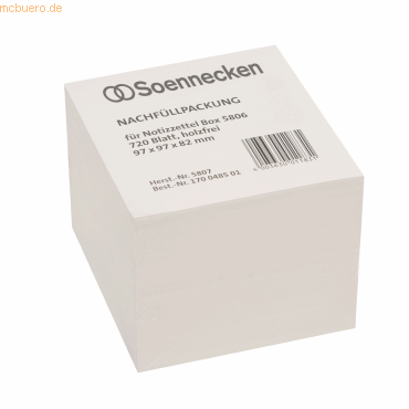 4003630011831 - Notizzettel lose 5807 97x97x82cm weiß Papier inkl 720 Notizzettel 4003630011831 720 Blatt 4003630011831 - Notizzettel lose 5807 97x97x82cm weiß Papier inkl 720 Notizzettel 4003630011831 720 Blatt