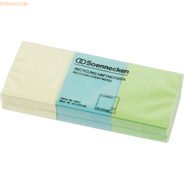 4003630013156 - Haftnotiz Recycling 50 x 40 mm (B x H) farbig sortiert 100 Bl Block 6 Block Pack 4003630013156 6 Stück 4003630013156 - Haftnotiz Recycling 50 x 40 mm (B x H) farbig sortiert 100 Bl Block 6 Block Pack 4003630013156 6 Stück
