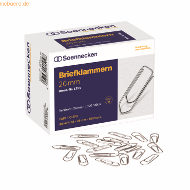 4003630015198 - Büroklammern 1351 26mm Metall verzinkt silber 4003630015198 1351 1000 Stück