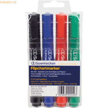 4003630022493 - Flipchartmarker 3352 Pack rotblaugrünschwarz 1-3mm Rundspitze 4003630022493 4 Stück 4003630022493 - Flipchartmarker 3352 Pack rotblaugrünschwarz 1-3mm Rundspitze 4003630022493 4 Stück