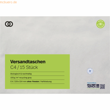 4003630025074 - Versandtaschen oeco 2940 C4 ohne Fenster haftklebend 100g grau 4003630025074 15 Stück
