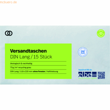 4003630025081 - Briefumschlag oeco 2969 Din Lang ohne Fenster haftklebend 75g grau 4003630025081 15 Stück