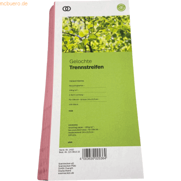 4003630025364 - Trennstreifen 1410 oeco rosarot 190g gelocht 24x105cm  4003630025364 100 Stück
