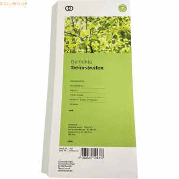 4003630025388 - Trennstreifen 1412 oeco weiß 190g gelocht 24x105cm  4003630025388 100 Stück