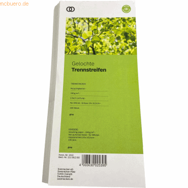 4003630025395 - Trennstreifen 1413 oeco grau 190g gelocht 24x105cm  4003630025395 100 Stück