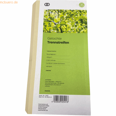 4003630025418 - Trennstreifen 1409 oeco chamois 190g gelocht 24x105cm  4003630025418 100 Stück