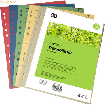 4003630026101 - Trennblätter oeco 1530 A4 farbig sortiert 230g 4003630026101 50 Stück 4003630026101 - Trennblätter oeco 1530 A4 farbig sortiert 230g 4003630026101 50 Stück