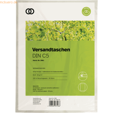 4003630031266 - Versandtaschen oeco 2981 C5 ohne Fenster haftklebend 90g weiß 4003630031266 50 Stück 4003630031266 - Versandtaschen oeco 2981 C5 ohne Fenster haftklebend 90g weiß 4003630031266 50 Stück