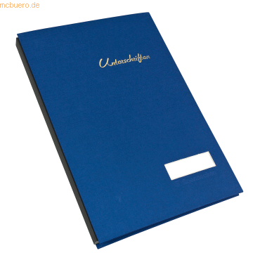 4003630055491 - Unterschriftenmappe 1491 A4 Leinen blau mit Einsteckschild 20 Fächer 4003630055491 - Unterschriftenmappe 1491 A4 Leinen blau mit Einsteckschild 20 Fächer