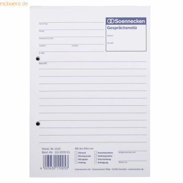 4003630110053 - - Gesprächsnotiz din A5 50 Bl din A5 50 Bl 4003630110053 - - Gesprächsnotiz din A5 50 Bl din A5 50 Bl