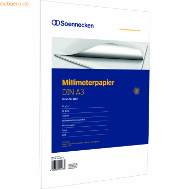 4003630111760 - Millimeterblock 1233 DIN A3 Bücherpapier 50Blatt rot 4003630111760 50 Blatt