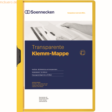 4003630121172 - Klemmhefter 3315 A4 gelb für ca 30 Blatt Polyvinylchlorid (PVC) 4003630121172 Soennecken 4003630121172 - Klemmhefter 3315 A4 gelb für ca 30 Blatt Polyvinylchlorid (PVC) 4003630121172 Soennecken