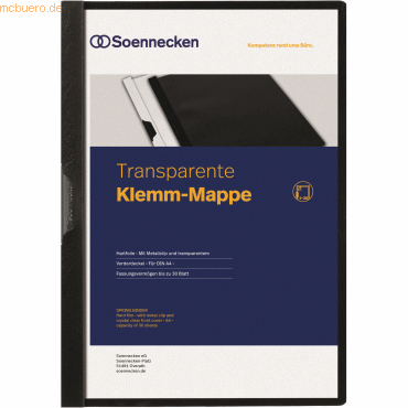 4003630121332 - Klemmhefter 3320 A4 schwarz für ca 30 Blatt Polyvinylchlorid (PVC) 4003630121332 Soennecken