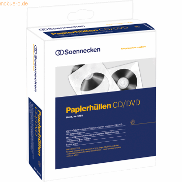 4003630132321 - CD DVD-Hüllen 03750 Papier 124x124mm weiß 4003630132321 100 Stück 4003630132321 - CD DVD-Hüllen 03750 Papier 124x124mm weiß 4003630132321 100 Stück