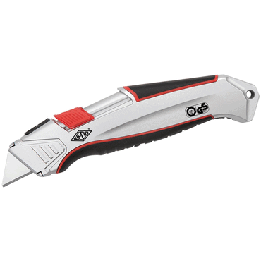 4003801863153 - Sicherheitsmesser Wedo® Safety Cutter ALU automat Klingenrückzug für Rechts- Linkshänder mit Ersatzklinge