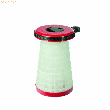 4003801870007 - Teleskophocker WEDO® SITTOGLOW® 3-stufige LED-Funktion 10-stufig höhenverstellbar Trageriemen bis 130 kg IPX4 B 262 x H 70-420 mm rot