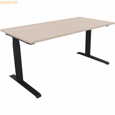 4003969063037 - Sitz-Steh-Schreibtisch All in One 810013472 elektrisch höhenverstellbar 645-1275cm (H) 160x80cm (BxT) rechteckig akazie he