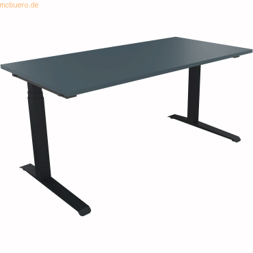 4003969063044 - Sitz-Steh-Schreibtisch All in One 810013482 elektrisch höhenverstellbar 645-1275cm (H) 160x80cm (BxT) rechteckig lavagrau 4003969063044 - Sitz-Steh-Schreibtisch All in One 810013482 elektrisch höhenverstellbar 645-1275cm (H) 160x80cm (BxT) rechteckig lavagrau