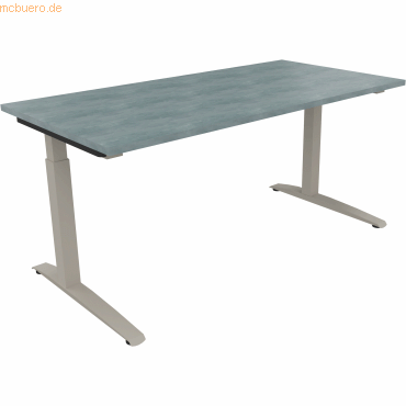 4003969063266 - Schreibtisch All in One 810012983 manuell höhenverstellbar 65-85cm (H) 160x80cm (BxT) rechteckig beton hell   silberaluminiu