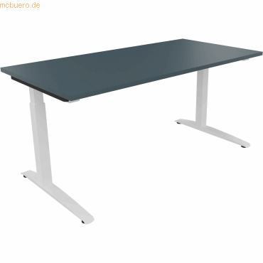 4003969063358 - Schreibtisch All in One 810013082 manuell höhenverstellbar 65-85cm (H) 160x80cm (BxT) rechteckig lavagrau   verkehrsweiß 40