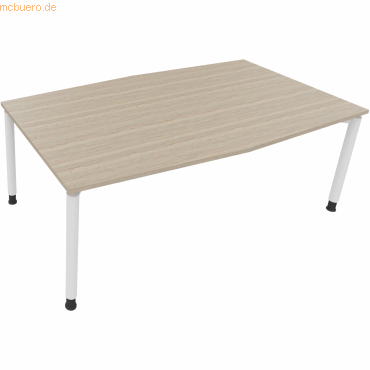 4003969065727 - Besprechungstisch communication 810018771 höhenverstellbar 68-82cm (H) Tonnenform eiche natur   verkehrsweiß 4003969065727 So