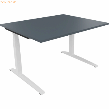 4003969071216 - Schreibtisch All in One 810021682 manuell höhenverstellbar 65-85cm (H) 120x100cm (BxT) rechteckig lavagrau   verkehrsweiß 4