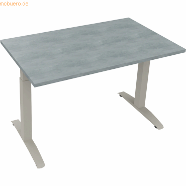 4003969071391 - Schreibtisch All in One 810022183 manuell höhenverstellbar 65-85cm (H) 120x70cm (BxT) rechteckig beton hell   silberaluminiu