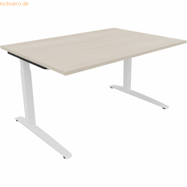 4003969071605 - Schreibtisch All in One 810023172 manuell höhenverstellbar 65-85cm (H) 140x100cm (BxT) rechteckig akazie hell   weiß 400396