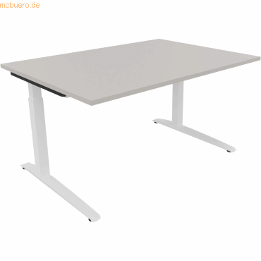 4003969071698 - Schreibtisch All in One 810023181 manuell höhenverstellbar 65-85cm (H) 140x100cm (BxT) rechteckig lichtgrau   verkehrsweiß 