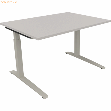 4003969071711 - Schreibtisch All in One 810022781 manuell höhenverstellbar 65-85cm (H) 120x90cm (BxT) rechteckig lichtgrau   silberaluminium