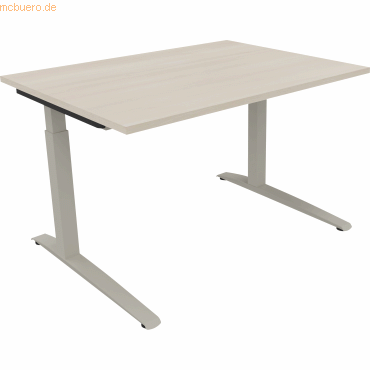 4003969071902 - Schreibtisch All in One 810022772 manuell höhenverstellbar 65-85cm (H) 120x90cm (BxT) rechteckig akazie hell   silberalumini