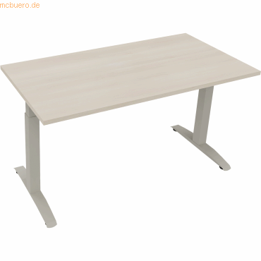 4003969071971 - Schreibtisch All in One 810023672 manuell höhenverstellbar 65-85cm (H) 140x70cm (BxT) rechteckig akazie hell   silberalumini