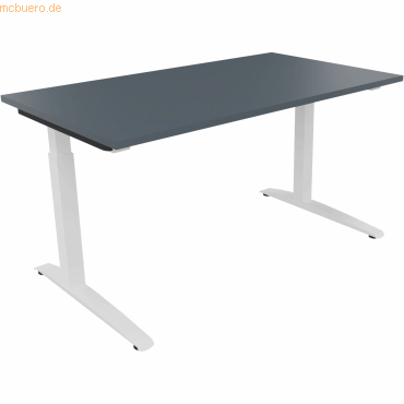 4003969071988 - Schreibtisch All in One 810023782 manuell höhenverstellbar 65-85cm (H) 140x70cm (BxT) rechteckig lavagrau verkehrsweiß 40 4003969071988 - Schreibtisch All in One 810023782 manuell höhenverstellbar 65-85cm (H) 140x70cm (BxT) rechteckig lavagrau verkehrsweiß 40