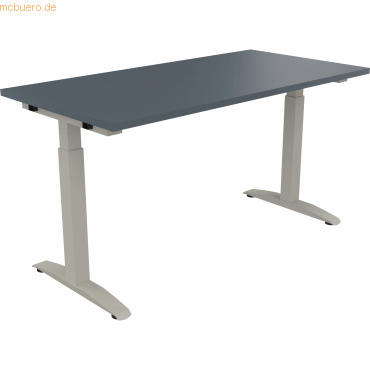 4003969072008 - Schreibtisch All in One 810023682 manuell höhenverstellbar 65-85cm (H) 140x70cm (BxT) rechteckig lavagrau silberaluminium 4003969072008 - Schreibtisch All in One 810023682 manuell höhenverstellbar 65-85cm (H) 140x70cm (BxT) rechteckig lavagrau silberaluminium