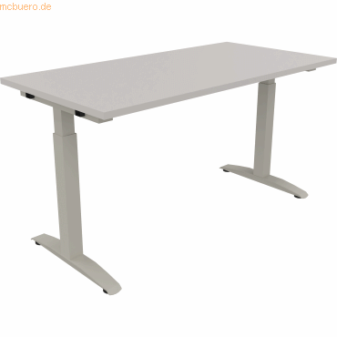 4003969072039 - Schreibtisch All in One 810023681 manuell höhenverstellbar 65-85cm (H) 140x70cm (BxT) rechteckig lichtgrau silberaluminium 4003969072039 - Schreibtisch All in One 810023681 manuell höhenverstellbar 65-85cm (H) 140x70cm (BxT) rechteckig lichtgrau silberaluminium