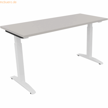 4003969072107 - Schreibtisch All in One 810023481 manuell höhenverstellbar 65-85cm (H) 140x60cm (BxT) rechteckig lichtgrau   verkehrsweiß 4