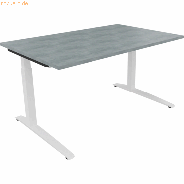 4003969072381 - Schreibtisch All in One 810024383 manuell höhenverstellbar 65-85cm (H) 140x90cm (BxT) rechteckig beton hell verkehrsweiß 4003969072381 - Schreibtisch All in One 810024383 manuell höhenverstellbar 65-85cm (H) 140x90cm (BxT) rechteckig beton hell verkehrsweiß