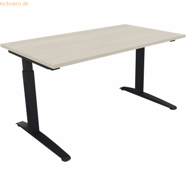 4003969072480 - Schreibtisch All in One 810023872 manuell höhenverstellbar 65-85cm (H) 140x80cm (BxT) rechteckig akazie hell   anthrazitmeta