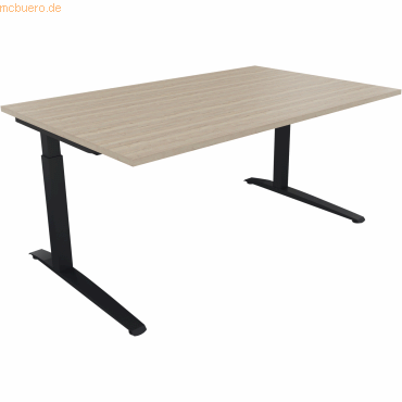 4003969072800 - Schreibtisch All in One 810024471 manuell höhenverstellbar 65-85cm (H) 160x100cm (BxT) rechteckig eiche natur   anthrazitmet
